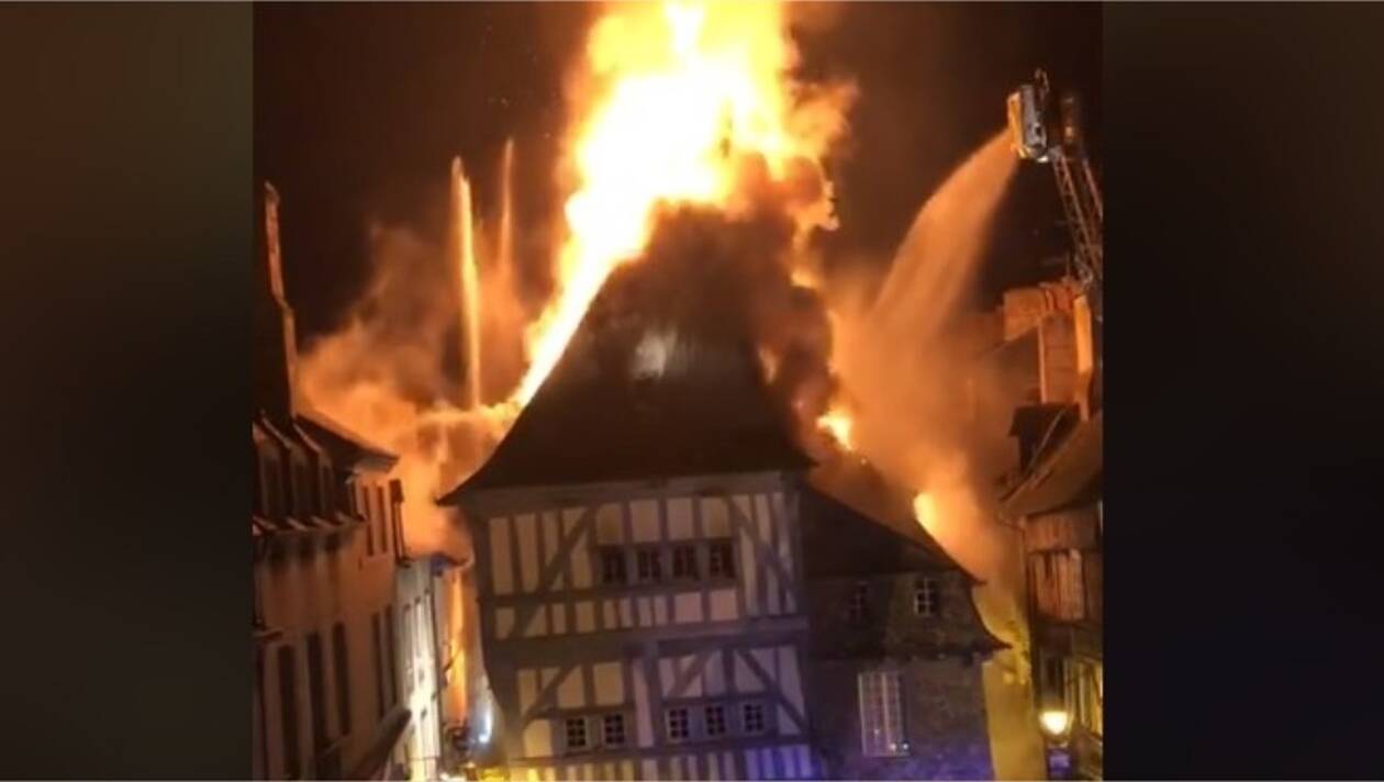 french fire in Dinan Brittany France